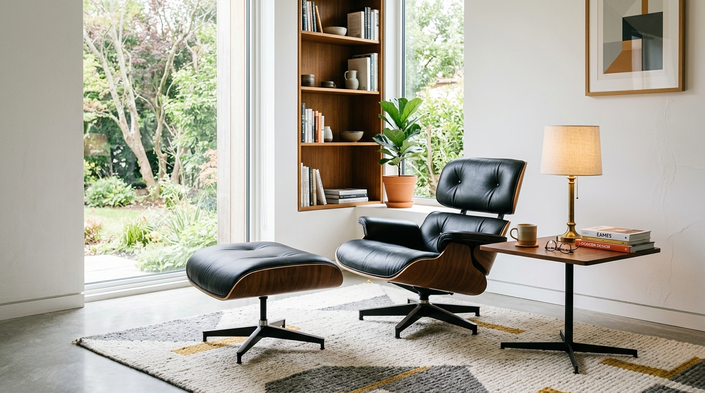 2) Add one iconic lounge chair (as the roomâ€™s statement)